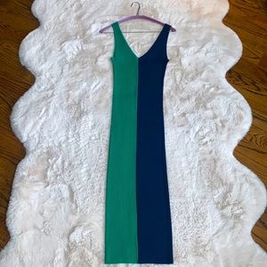 STAUD Dana Colorblock ribbed body con dress size Small in color Clover/Deep Sea